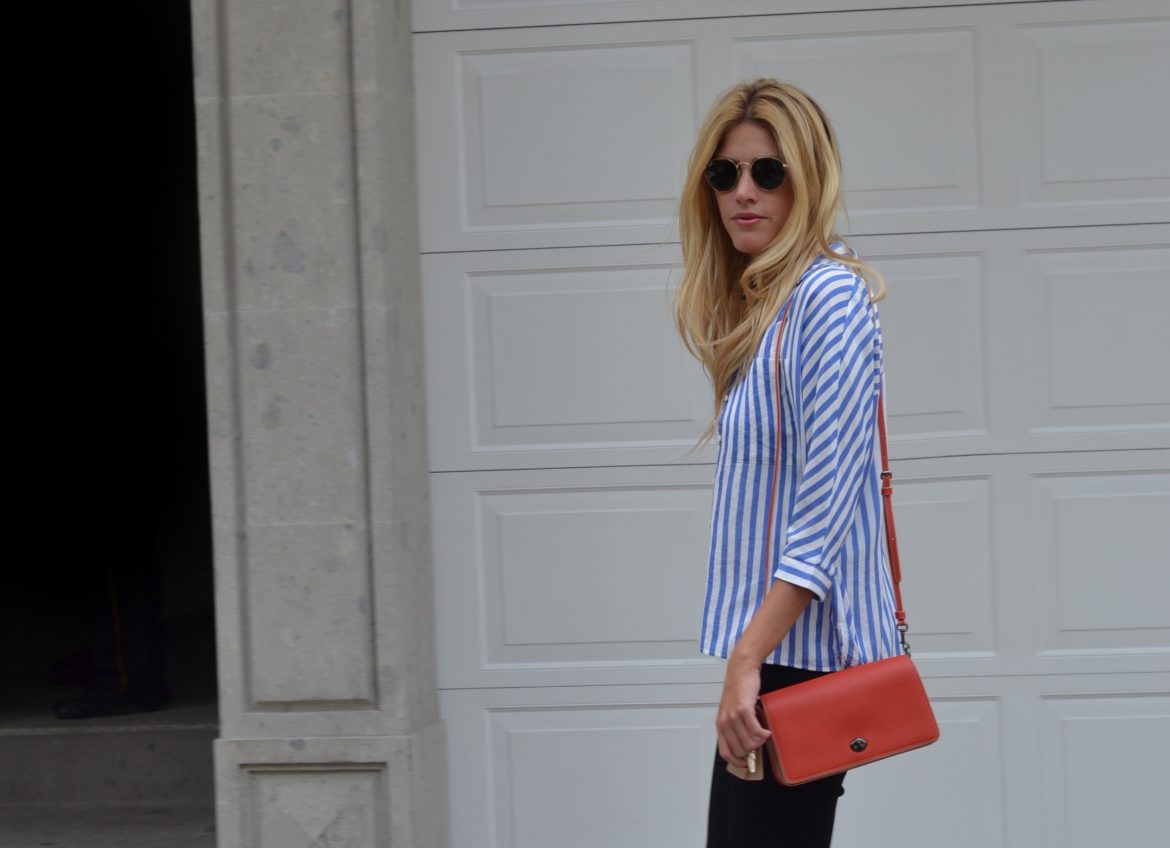 Stripes and a coach bag